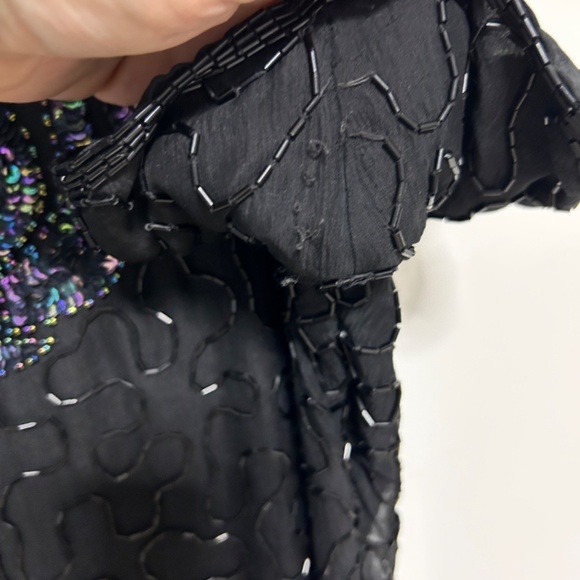 Vtg Melanie Lyne Beaded Dress Women's Large Black/Purple Formal Party READ - Picture 13 of 16